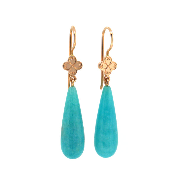 Engraved Quatrefoil Earrings with Amazonite