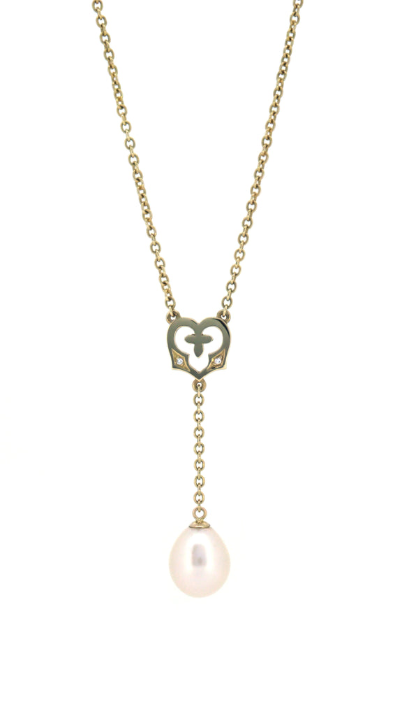 Angel Heart Necklace with White Pearl